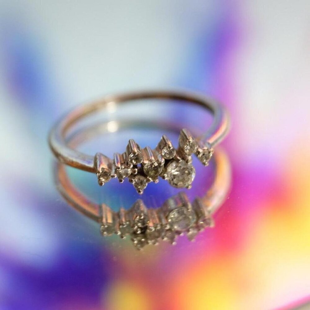 Sterling silver diamond cluster ring